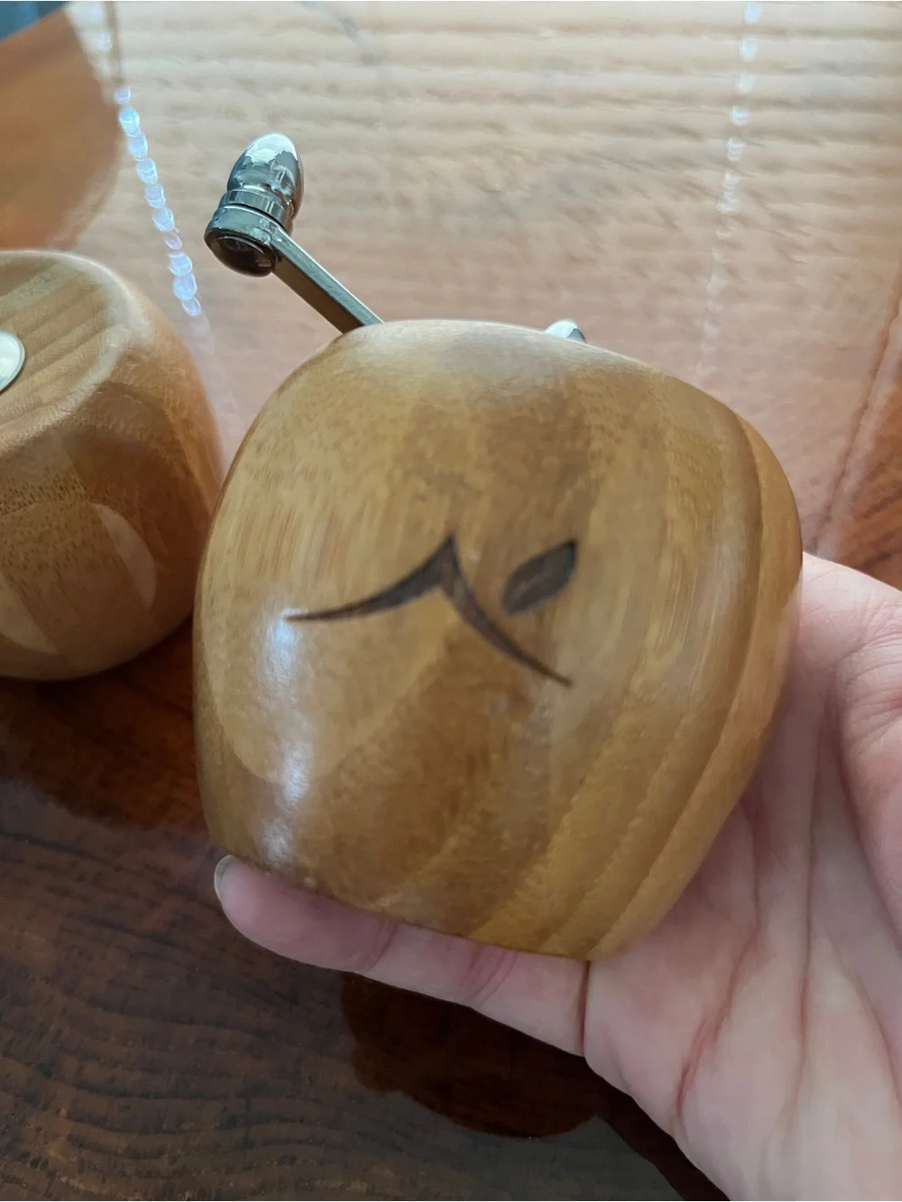Salt & Pepper Grinder Set Hand Turned Wooden Apple Shape
